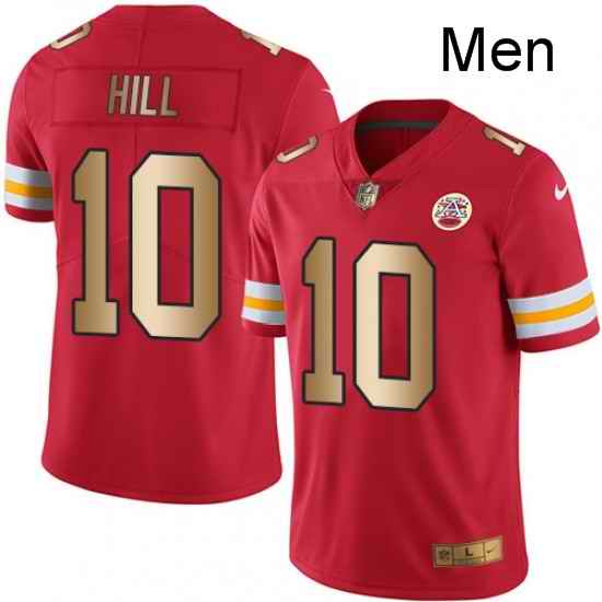 Men Nike Kansas City Chiefs 10 Tyreek Hill Limited RedGold Rush NFL Jersey